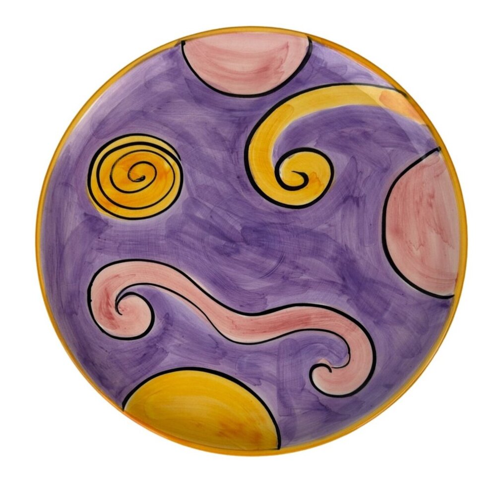 Pamela Ferrari Vintage 1992 Italy Dinner Decorative Plate Purple Abstract Art